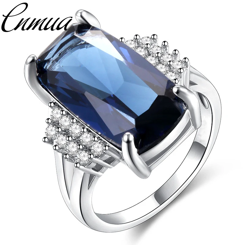 Хит продаж Новые женские кольца с синим цирконием Качественные большие