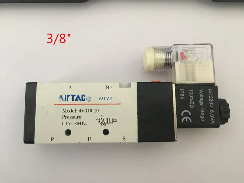 

3/8 "NPT Airtac Тип 4V310-10 2pos 5 порт dc 12v 24v ac 110v 220v 4V310-10-DC24V 3/8 NPT, рынок США и Канады