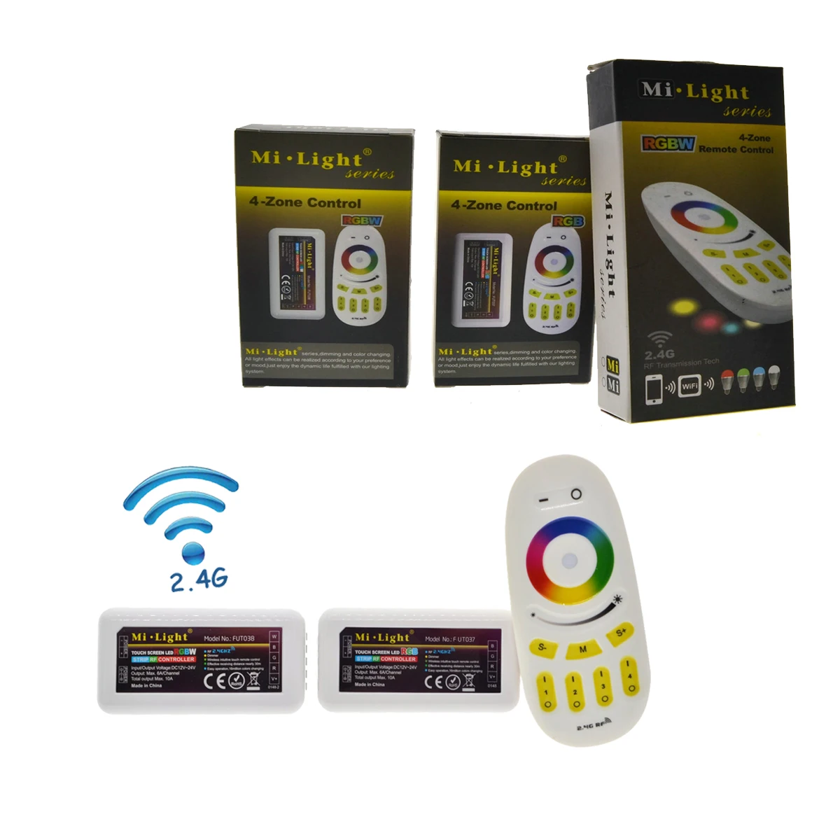 Mi Light RF 2 4G RGBW Сенсорный пульт дистанционного управления + 4 шт. RGB контроллер полосы