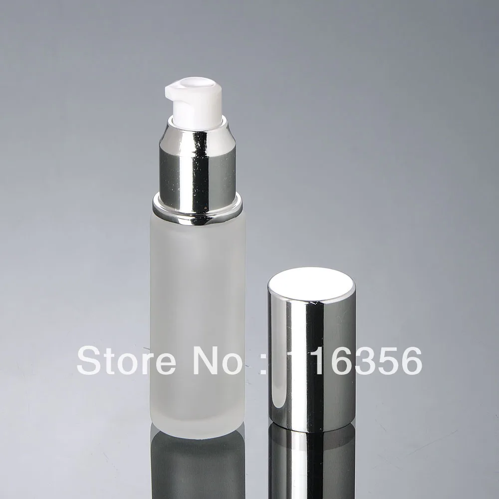50 мл матовый стеклянный флакон для лосьона с блестящим серебристым прессом и