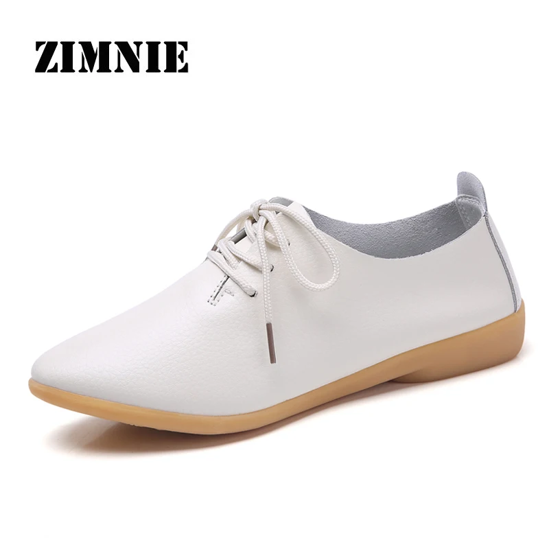ZIMNIE/летние женские туфли-оксфорды женские кожаные лоферы на шнуровке мокасины на плоской подошве с круглым носком; женские водонепроницаемые Мокасины размеры 34-41