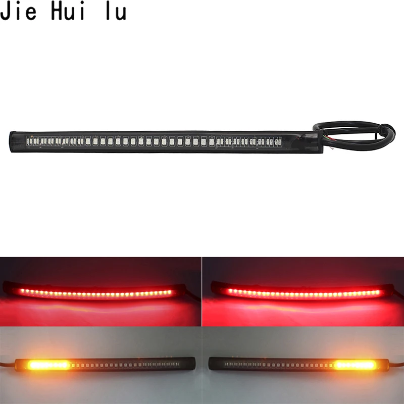 

Flexible 48 LED 2835 3014 smd Motorcycle Strip Turn Signal License Plate Light Strip Tail Rear Brake Light Stop Waterproof Lamp