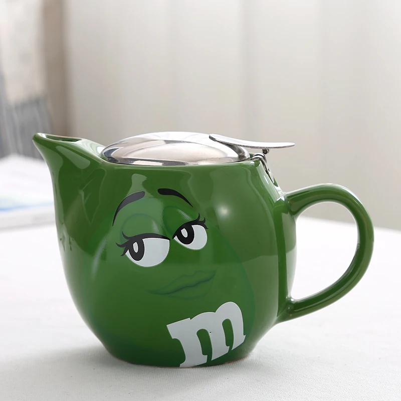 3 M& M кофе чай горшок мультфильм чайник с металлическим фильтром милый выразительный чайник большой емкости творческий посуда для напитков - Цвет: 3