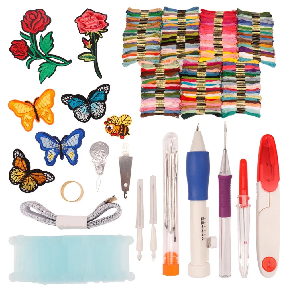 IBOWS Magic DIY Embroidery Pen Knitting Sewing Tool Kit Punch Needle Set Threads Plastic+Steel Home Decoration Tools | Дом и сад