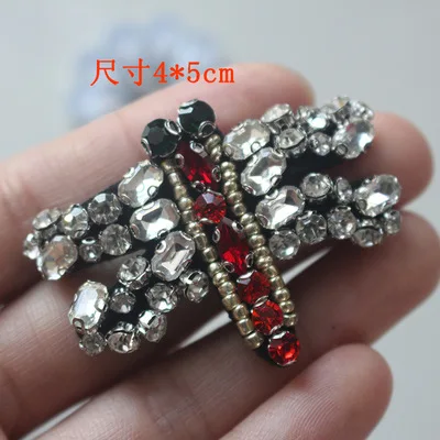 Вышитая бисером Стрекоза Стразы нашивка с кристаллами блестками аппликация для