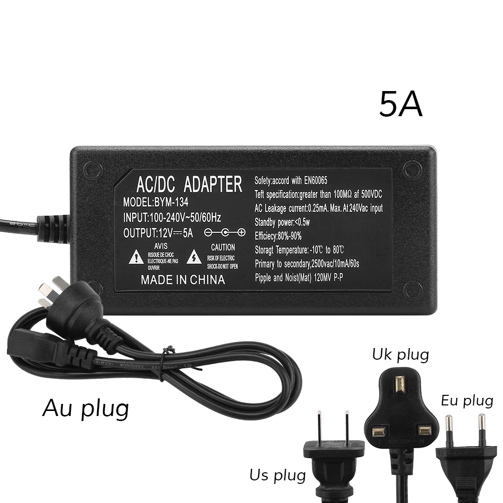 Адаптер питания для светодиодной ленты 12 В 5 А AC DC 5050 3528 источник стандартная