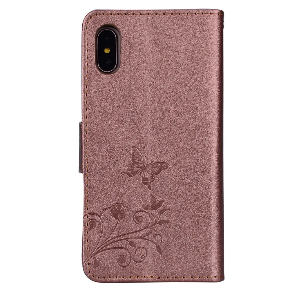 Flip Phone Case Women for iPhone 6 7 Plus Leather Wallet Cover 8 X Hanging Stand with Mirror Flower | Мобильные телефоны и
