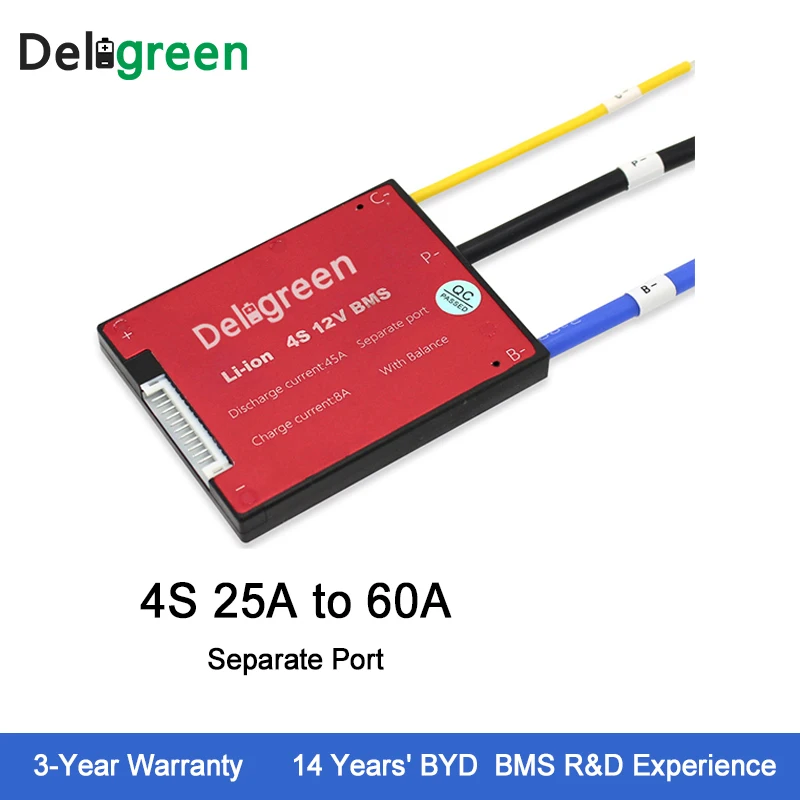 Deligreen 4S25A35A45A60A 12 в PCM/PCB/BMS для литиевой батареи 3 2 батарейный блок LiFePO4 отдельный