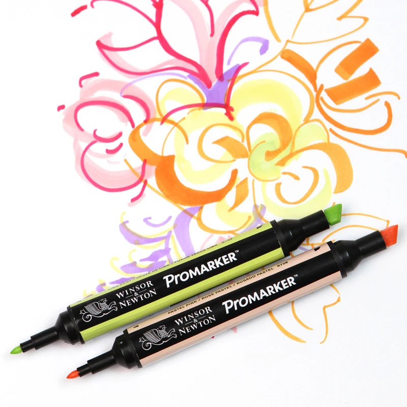 WINSOR& NEWTON двойной наконечник на спиртовой основе Promarkers двухсторонняя тонкая/наклонная ручка для художественного маркера для художников принадлежности для рисования
