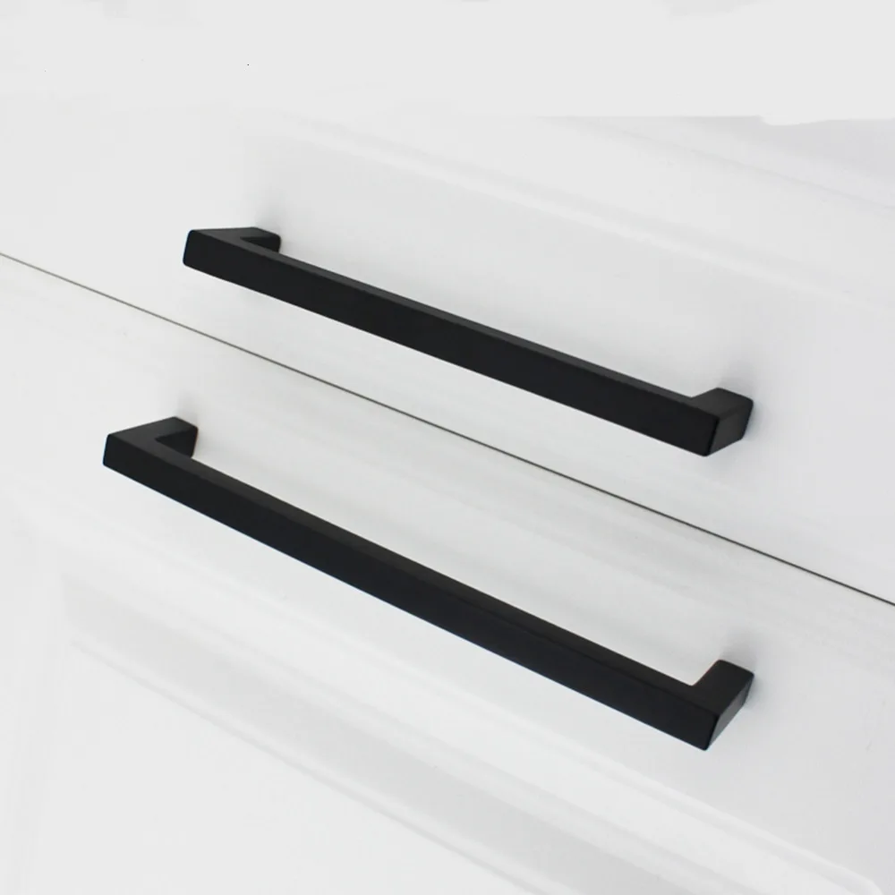 Кухонный шкаф ручки для дверей из нержавеющей стали черный квадратный ванной