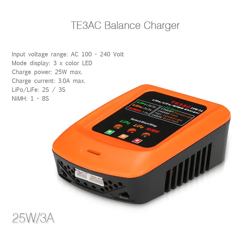 

TE3AC 100V-240V 25W 3S AC Lipo NiMH Battery Balance Charger