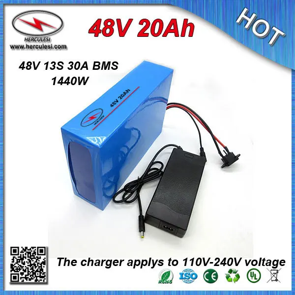 Дешевая цена ПВХ cased Электрический электровелосипед аккумулятор 48V 20Ah встроенный