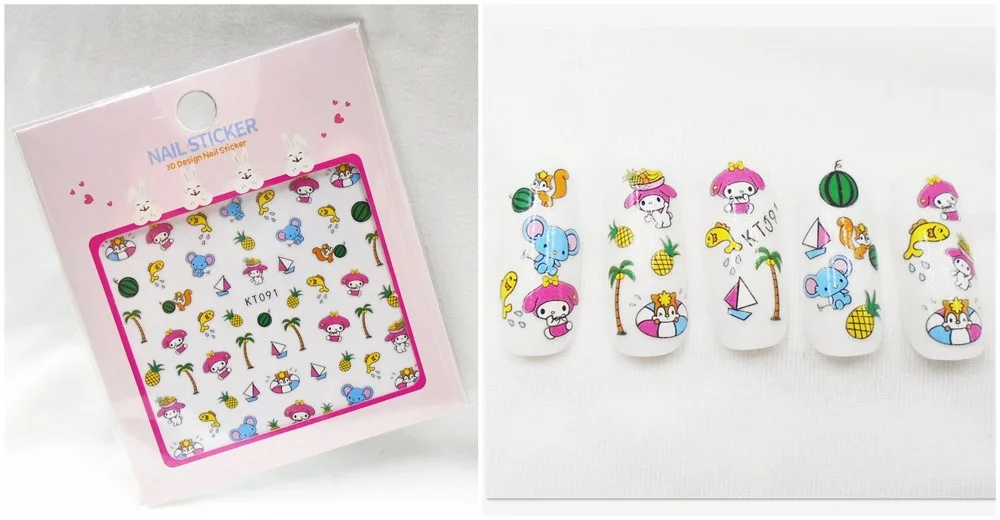 Newest 5sheet 15type Children Girls Cartoons Stickers Designs Gummed glue 3D Decals Makep Art Decorations kt091-105 | Игрушки и хобби