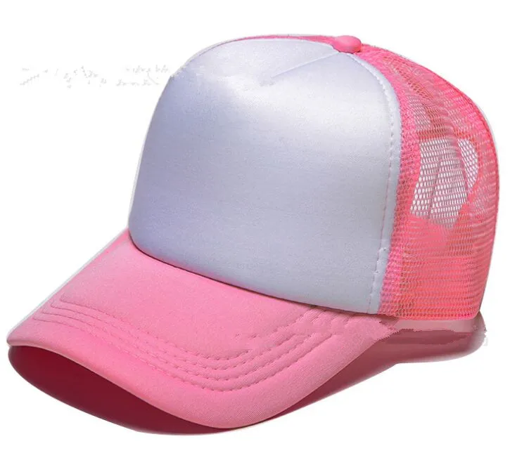 Pink and white 500 шт./лот, заказной логотип, Кепка водителя грузовика, для взрослых, полиэстер, печатные шапки с логотипом, бейсболки Gorros - Цвет: Pink and white