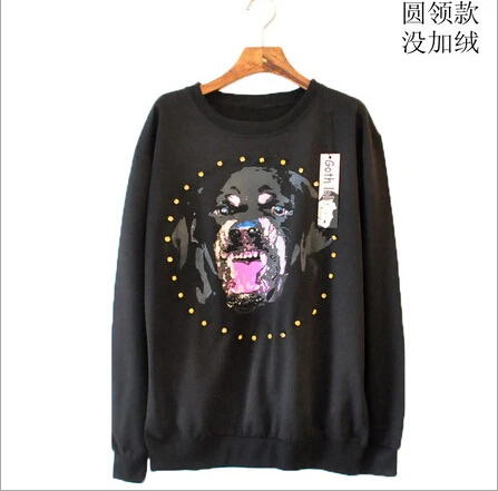 2014 New Fashion Autumn winter Women's and Men's Cotton Loose Patchwork Hoodies Letter Sweatshirt Lace Stitching 3D dog | Женская
