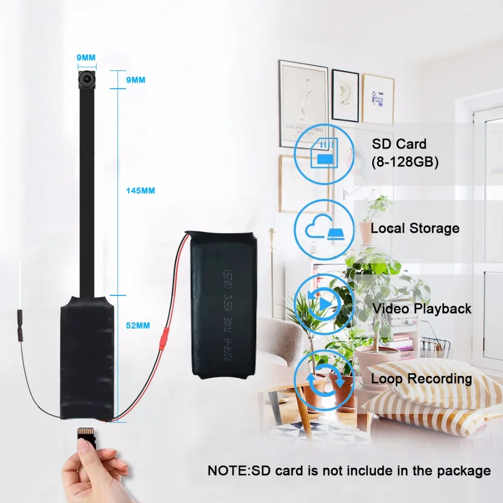 Super1080P мини Wi fi Беспроводная камера wifi cam P2P 128G TF слот для карты видео запись движения обнаружения сигнализации камера безопасности