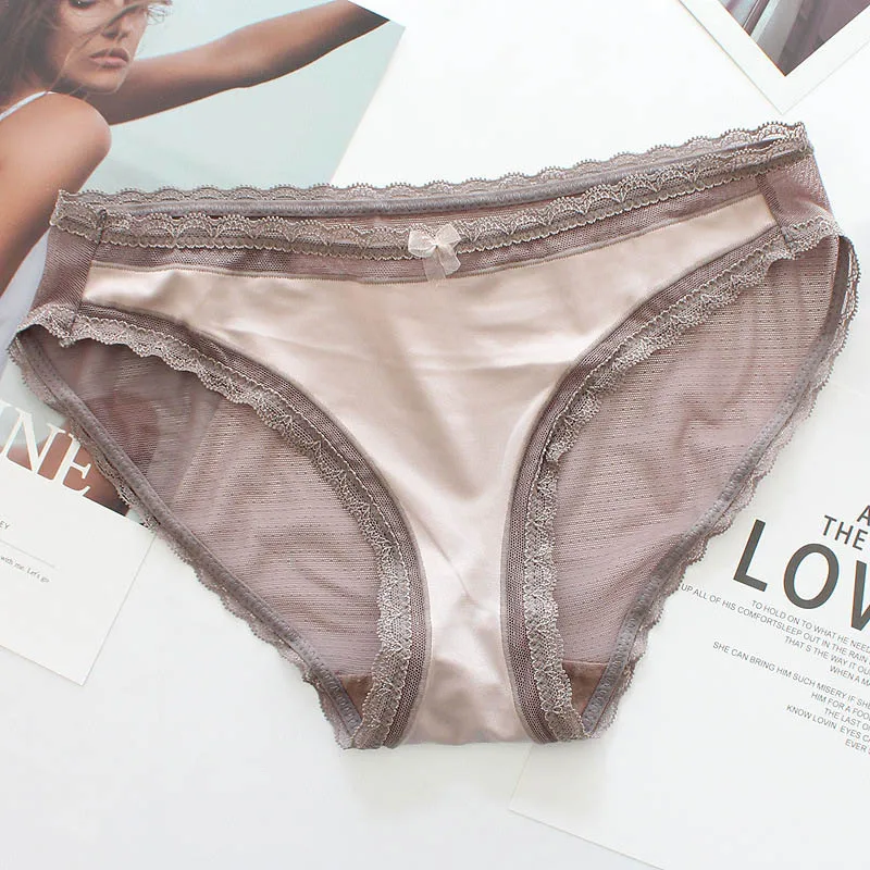 Roseheart женские модные синие Серые Хлопковые кружевные трусики с бантом Нижнее