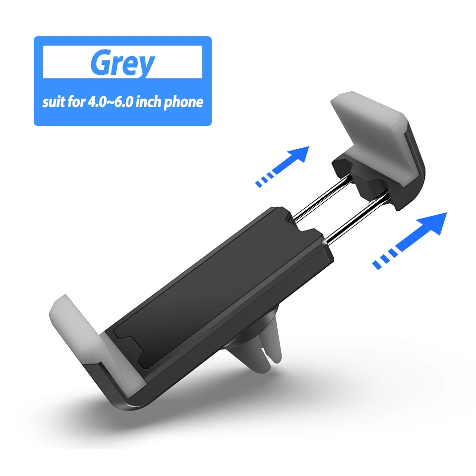 Grey Универсальный автомобильный держатель для мобильного телефона, крепление на вентиляционное отверстие, 360 выход, автомобильный держатель для смартфона для iPhone, samsung, huawei, Xiaomi - Цвет: Grey
