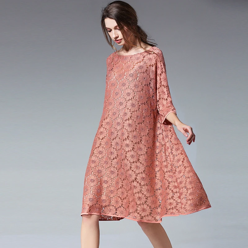 Женское летнее платье 2018 большие размеры женские кружевные вечерние ажурные