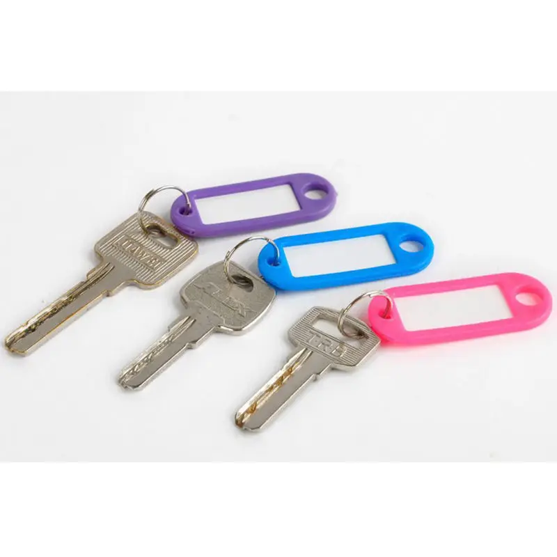 

New 10PCS Colorful Key ID Labels Name Tags Split Ring Car Door Keyring Keychain