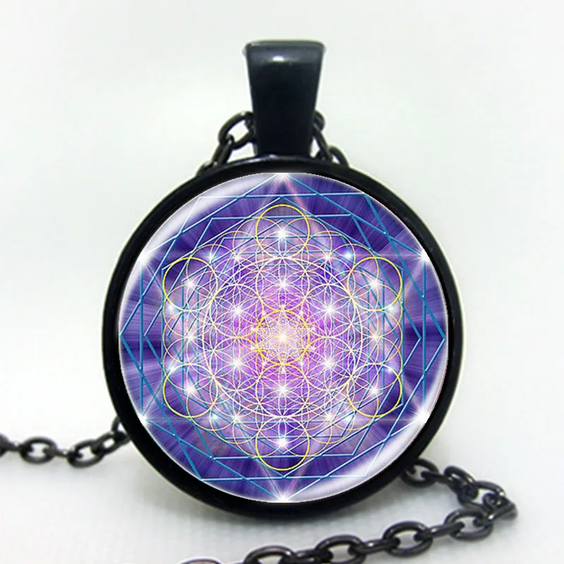 1 шт. модное ожерелье с цветком жизни Йога Бронзовый кабошон стеклянная подвеска