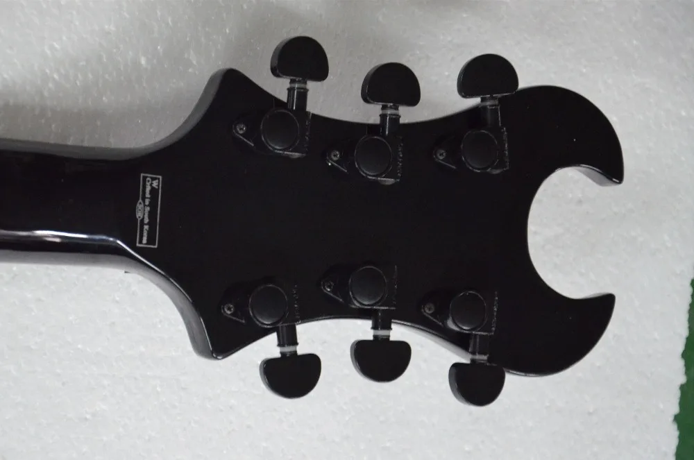 Электрогитара QShelly Черная/белая линия логотип strape skull floyd rose locking nut Sch ebony|shopping musical