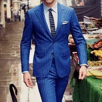 mens chalk stripe suit custom made royal blue mens striped suit tailored single breasted chalk striped men suit peak lapel