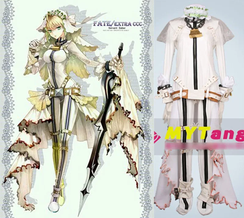 Аниме Fate/EXTRA CCC Saber Bride косплей костюм боди свадебное платье Хэллоуин для женщин
