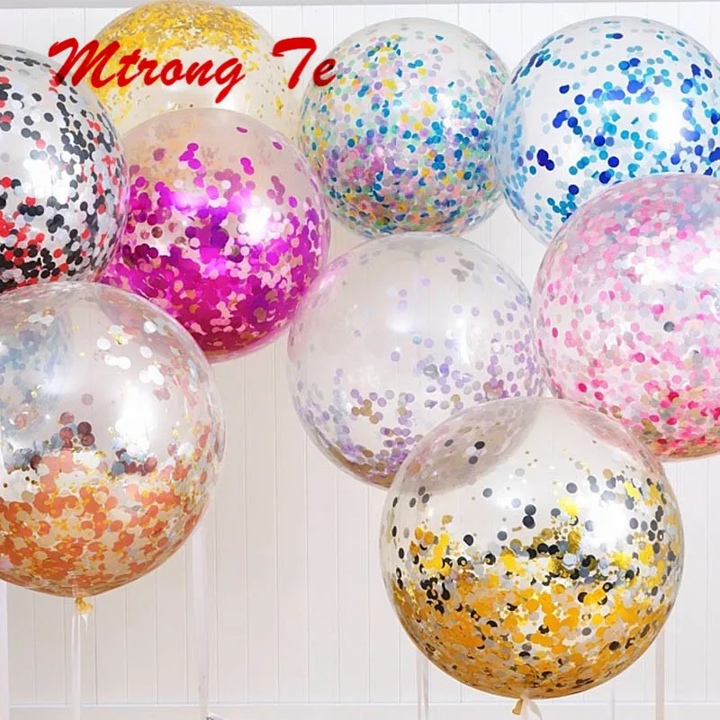

12/18/36inch Transparent Metallic Foil Confetti Balloons Gold Silver Wedding Decoration Party Supplies Decorating Accessories