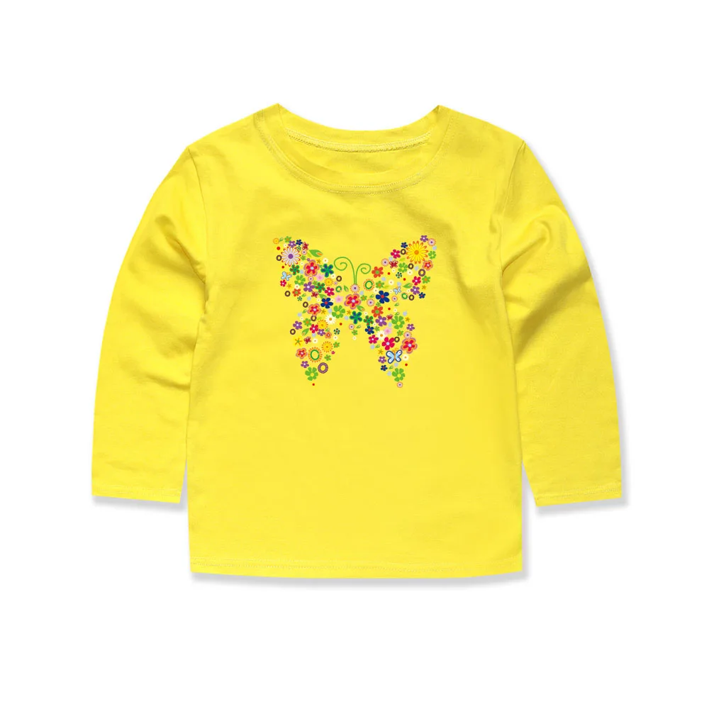 Little Bitty 2019 осенние топы для девочек с бабочками детские футболки Цветочным