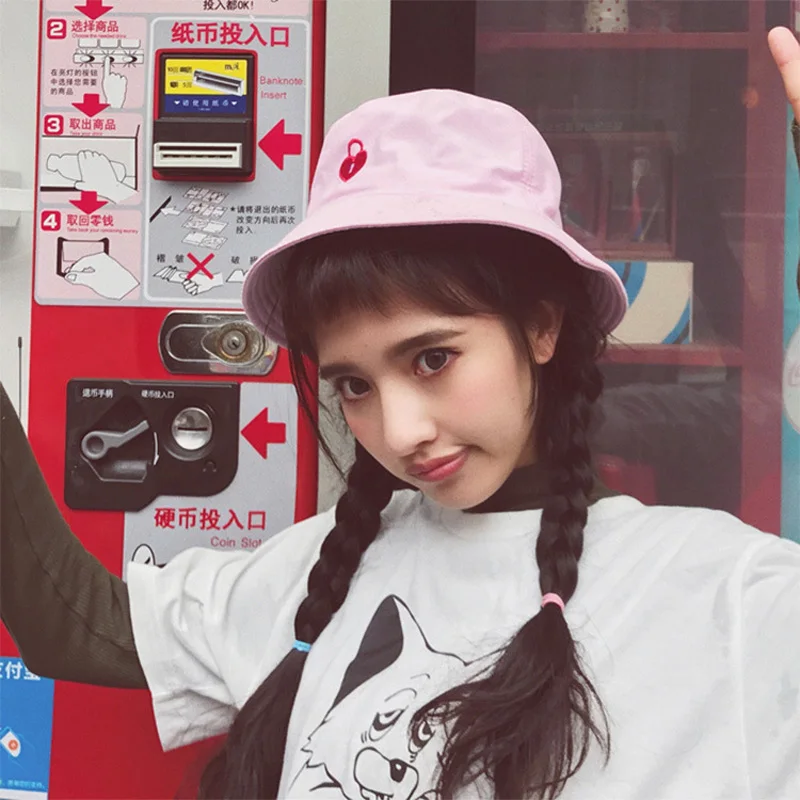 Spring and summer couples travel concentric lock embroidery fisherman hat fresh leisure sun wild folding basin cap | Аксессуары для