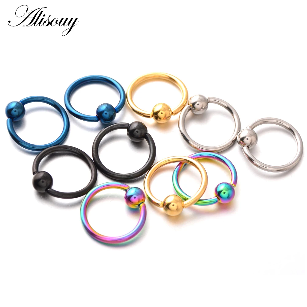 

Alisouy 1PC 16G Stainless Steel Captive Bead Rings BCR Piercings Lips Nose Rings Ear Tragus Nipple Rings Navel ring Body Jewelry