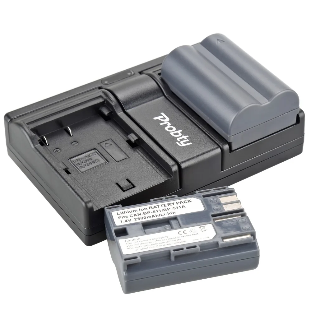 Аккумулятор BP-511 BP511A и зарядное устройство с двойным USB-портом 2 шт. для камер Canon EOS