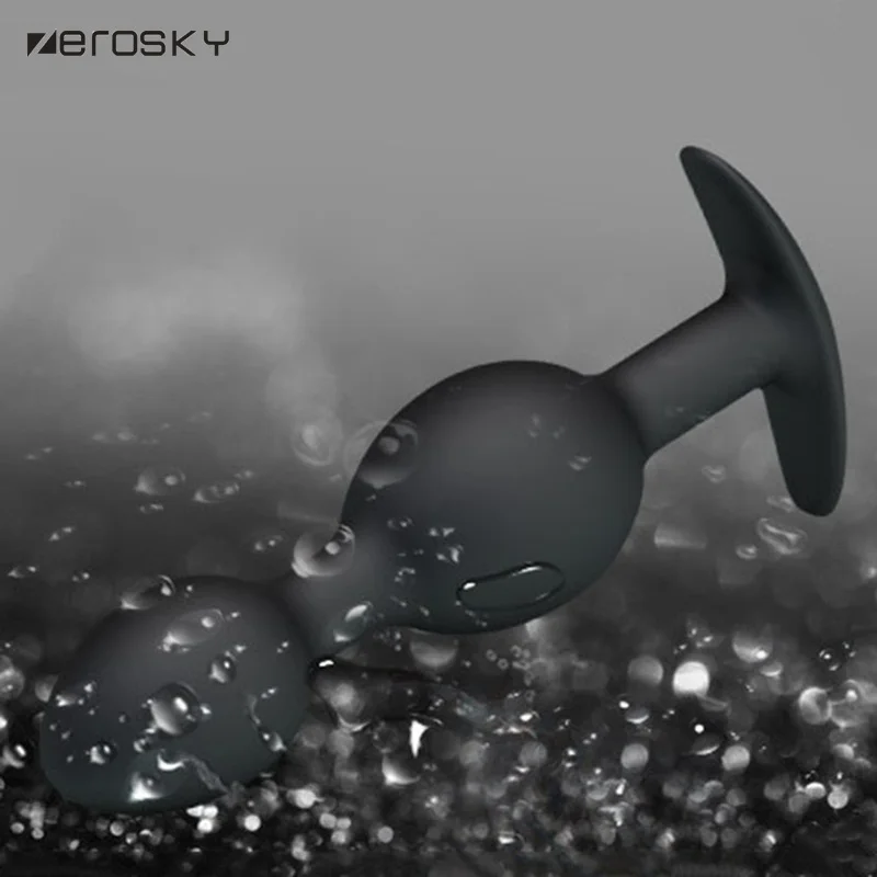 Zerosky силиконовая Анальная пробка металлический шарик внутри секс игрушки для