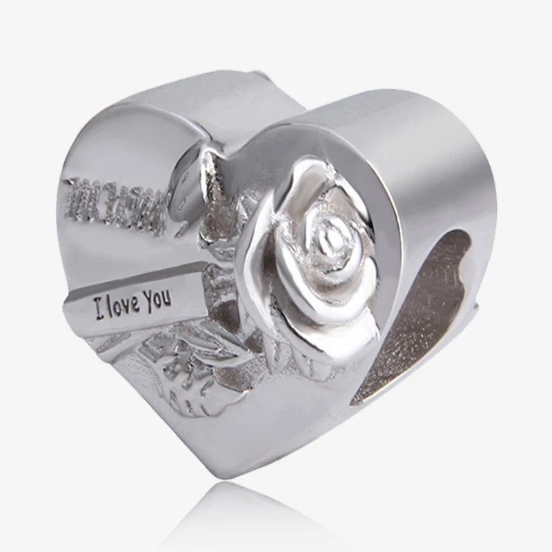 Strollgirl New Collection Romantic 925 Sterling Silver Love Heart Charm Beads Fit Original Pandora Bracelet Jewelry Accessories - Цвет: StrollGirlJF8822-S