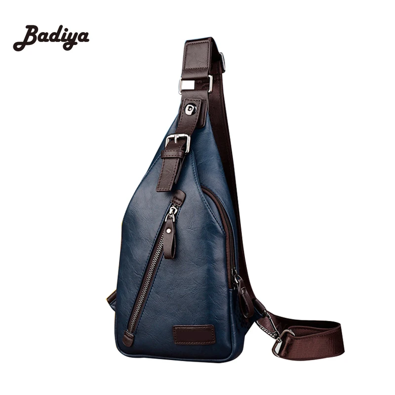 Винтажная брендовая мужская нагрудная сумка кожаная дорожная через плечо на