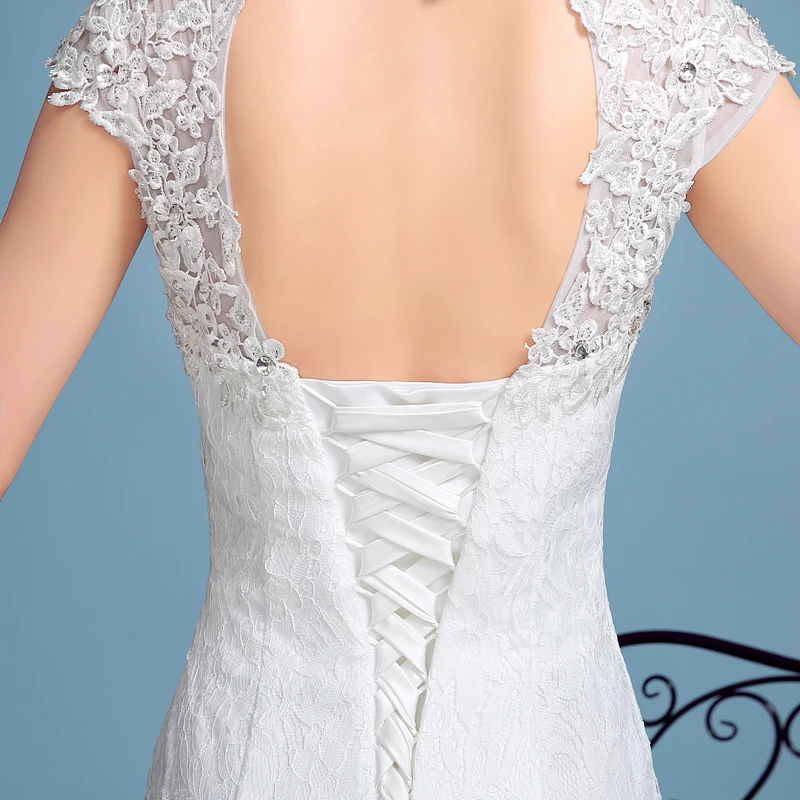 Женское кружевное свадебное платье с юбкой годе винтажное открытыми плечами