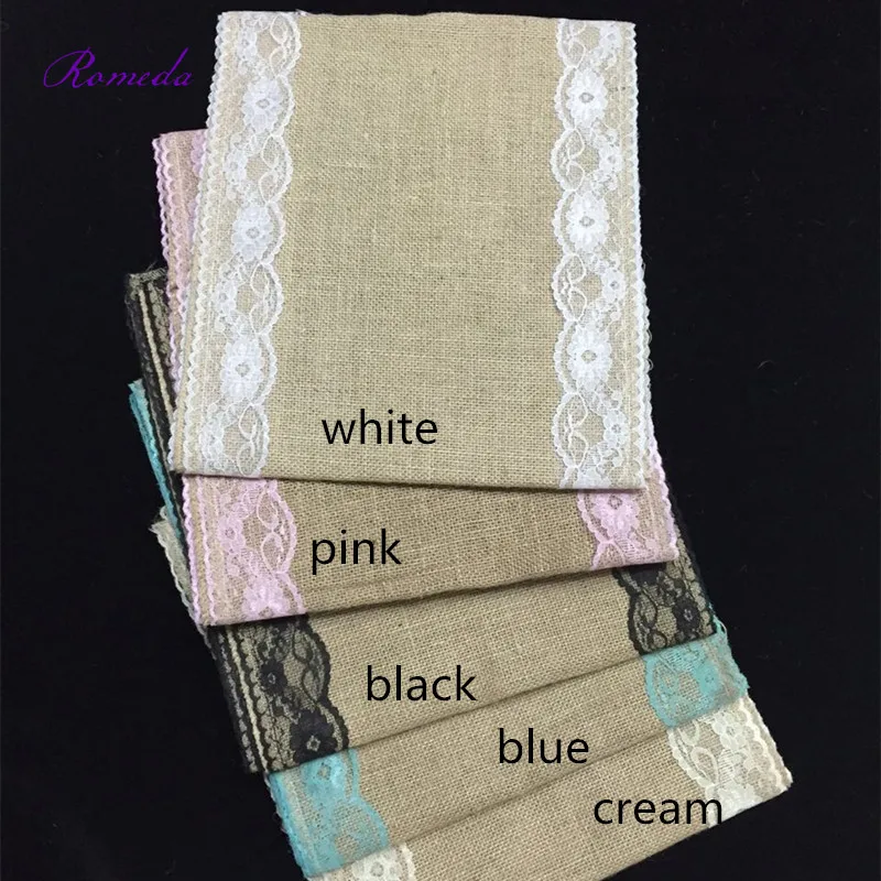 

1PC/LOT Grand Home Decor Brief Vintage Table Runner Lace Nature Jute Table cloth For Christmas & Wedding Decoration