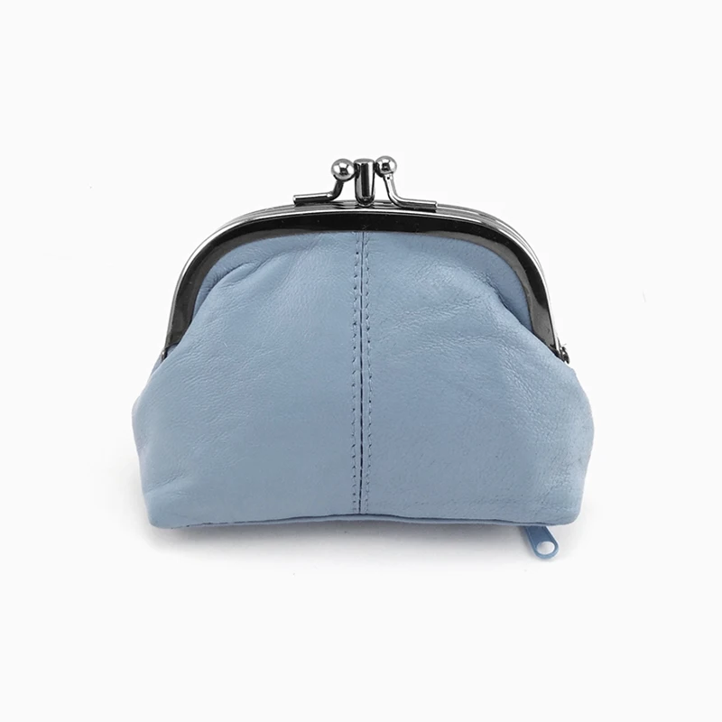 light blue0545 NICOLE& CO, кошелек для монет из натуральной кожи, Женский кошелек из овечьей кожи, кошелек с металлическим замком, держатель для карт, кошелек на молнии, маленькая сумка - Цвет: light blue0545