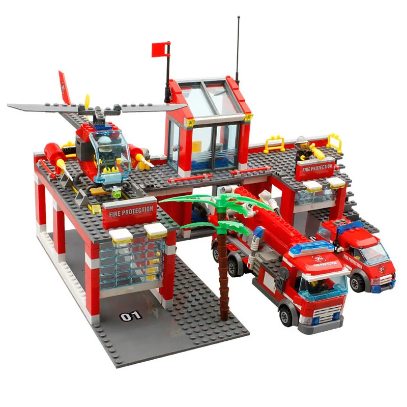 Городская пожарная станция спасательный пожарный двигатель грузовик автомобиль