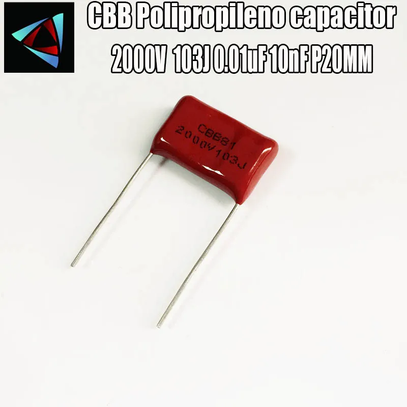 6 шт 2000V 2KV 103J 0,01 мкФ 10nF P20 полипропиленовый пленочный конденсатор с алюминиевой крышкой, шаг 20 мм