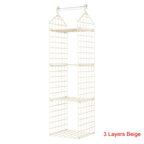 3 Layers Beige Креативные подвесные органайзеры для одежды, домашний гардероб, коробка для хранения в шкафу, подвесной карман, полка для одежды, нижнее белье, подставки для обуви - Цвет: 3 Layers Beige