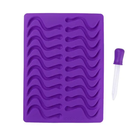 purple 20 слотов силиконовый дождевой червь клейкий лоток для выпечки шоколадных конфет производитель плесень Дети DIY земляной червь желе кубик льда формы# B15 - Цвет: purple