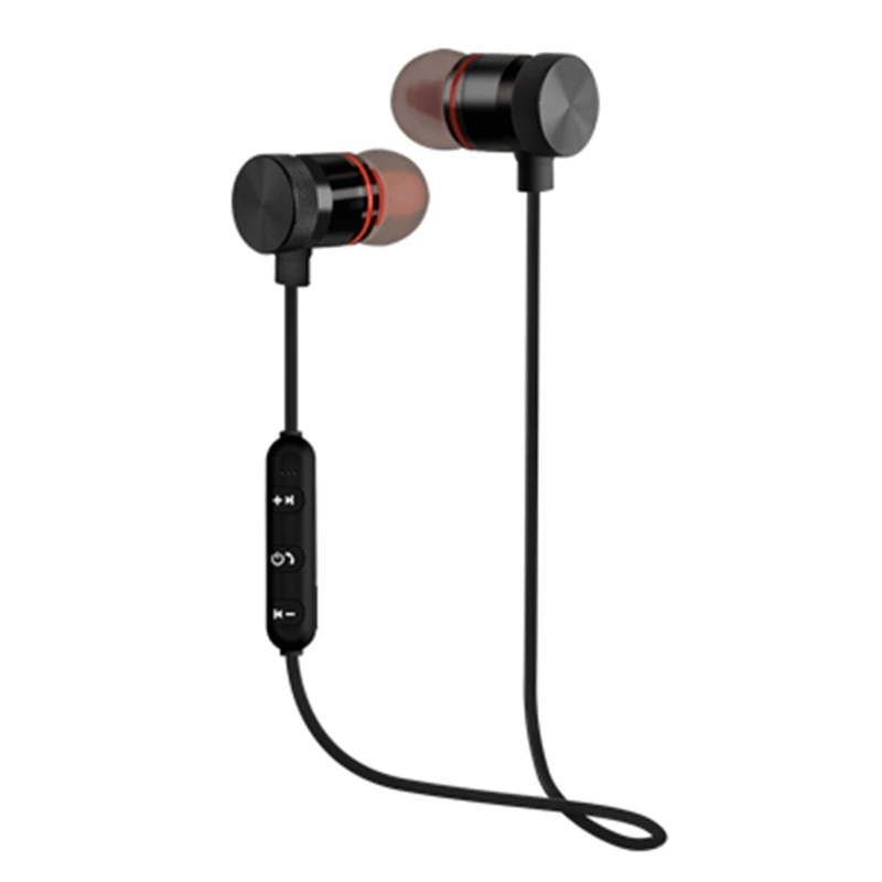 black Беспроводные наушники Bluetooth Металлические магнитные наушники HIFI для стереонаушников Спортивные наушники Гарнитура для наушников с микрофоном - Цвет: black