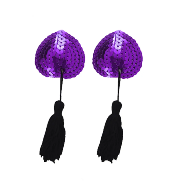 Purple Сексуальные интимные товары, игрушки, женское нижнее белье, блестки, кисточки, бюстгальтер для груди, покрытие для сосков, Стикини наклейки, лепестки, одежда, аксессуары для секса - Цвет: Purple