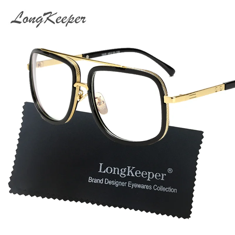 Мужские и женские оправы для очков LongKeeper золотистые металлические с плоским