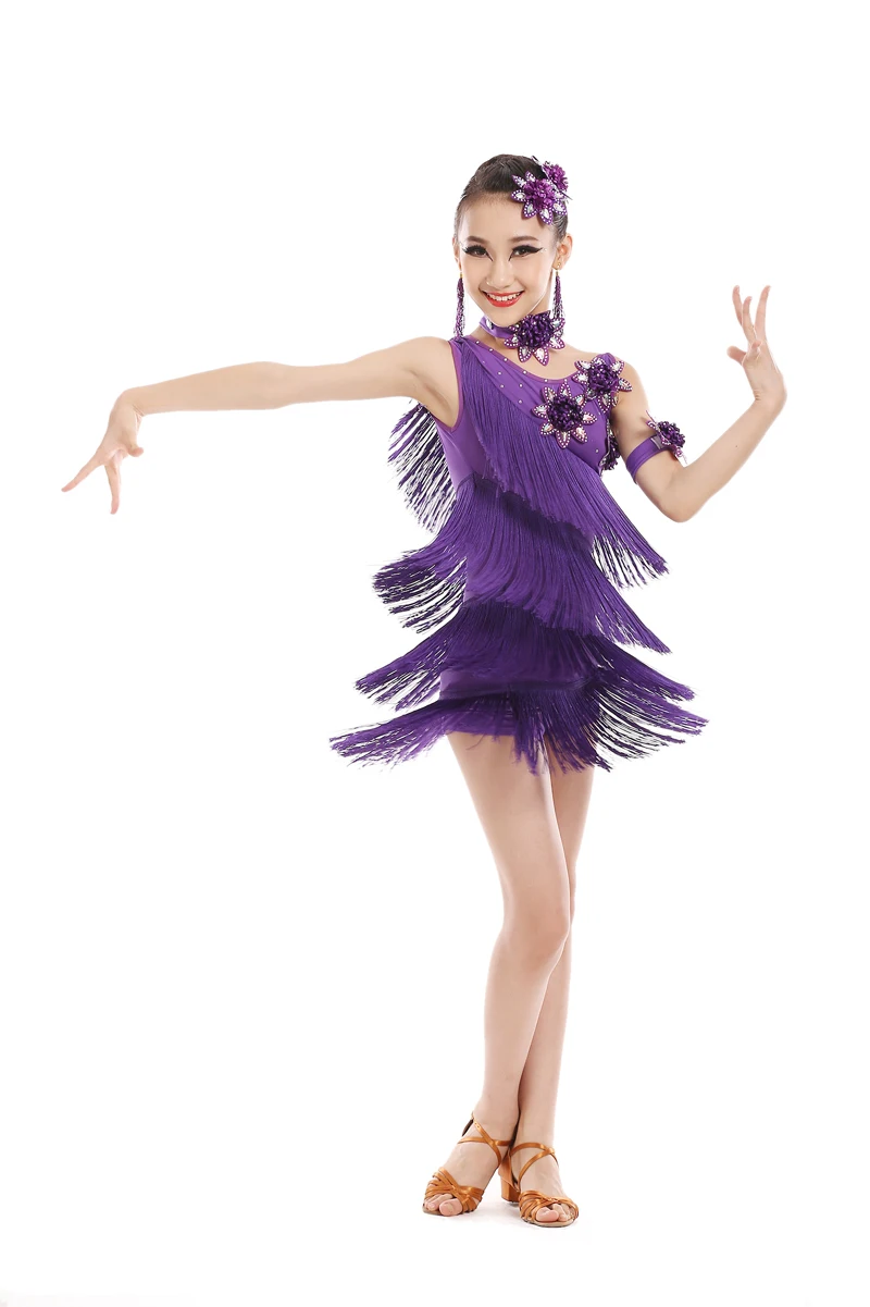 New Style Latin Dance Costumes Senior Sexy Tassel Dress for Children Dresses | Тематическая одежда и униформа