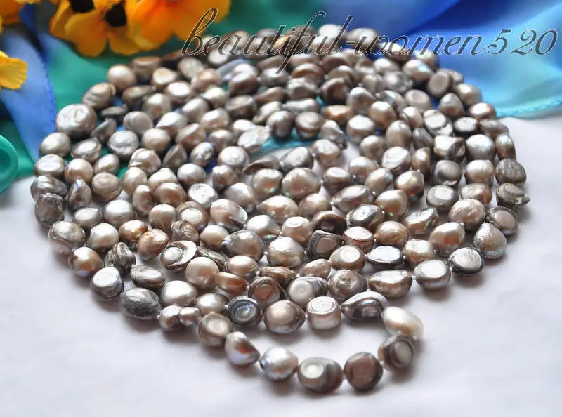 

Z4867 15mm gray baroque Freshwater cultured pearl necklace 100inch