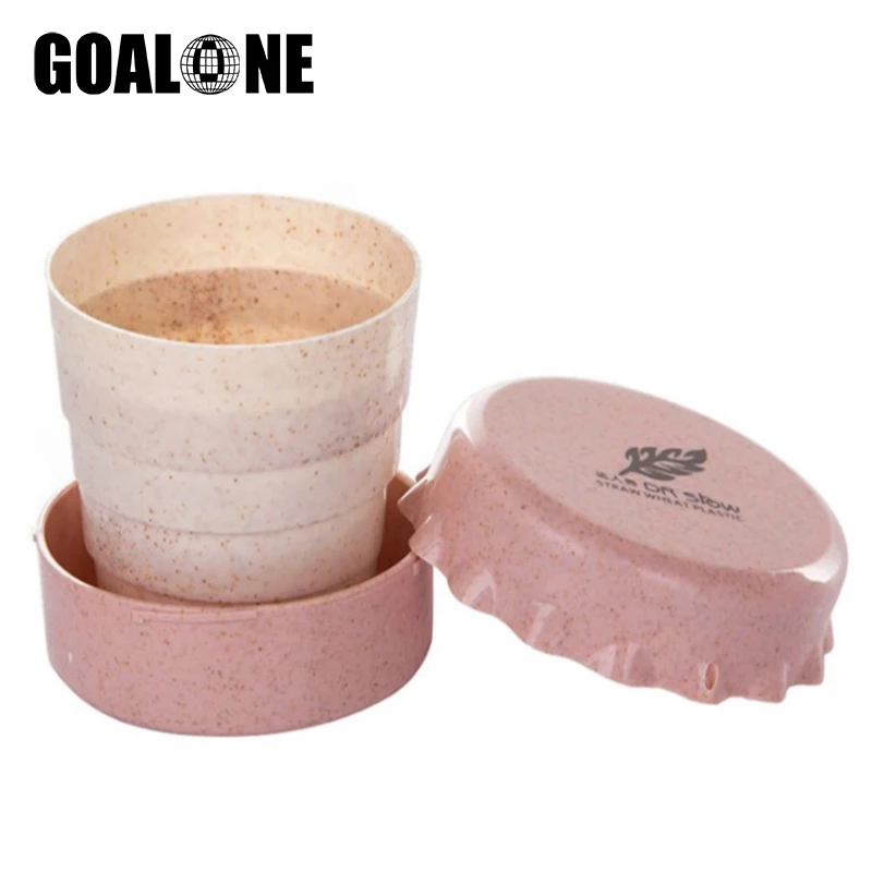 

GOALONE 130ml Mini Collapsible Toothbrush Cup Portable Telescopic Wheat Straw Travel Toothbrush Holder BPA Free Travel Tooth Cup