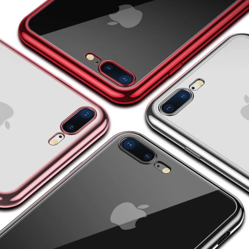 Роскошный ультра тонкий силиконовый чехол для iPhone 7 8 Plus TPU мягкая оправа Защитная